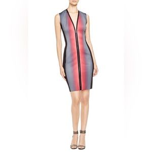 T TAHARI AVANI OMBRÉ SCUBA SHEATH DRESS IN CARBON zipper Front